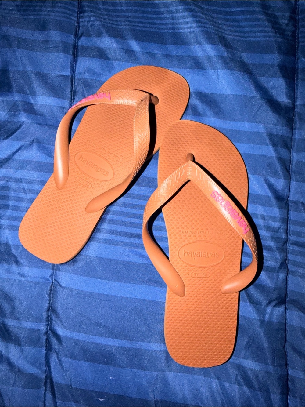 Havaianas Women's Orange Flip Flop Sandals with Pink Logo